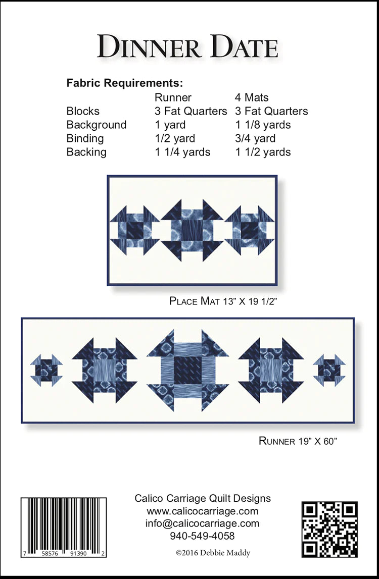 Back of the Dinner Date Quilt Pattern by Calico Carriage
