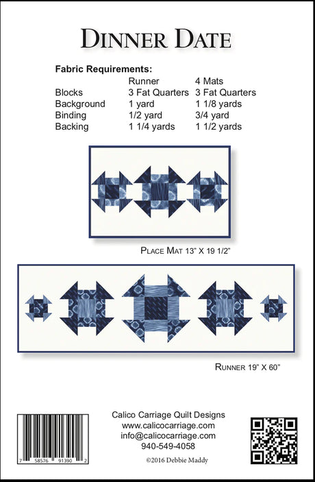 Back of the Dinner Date Quilt Pattern by Calico Carriage