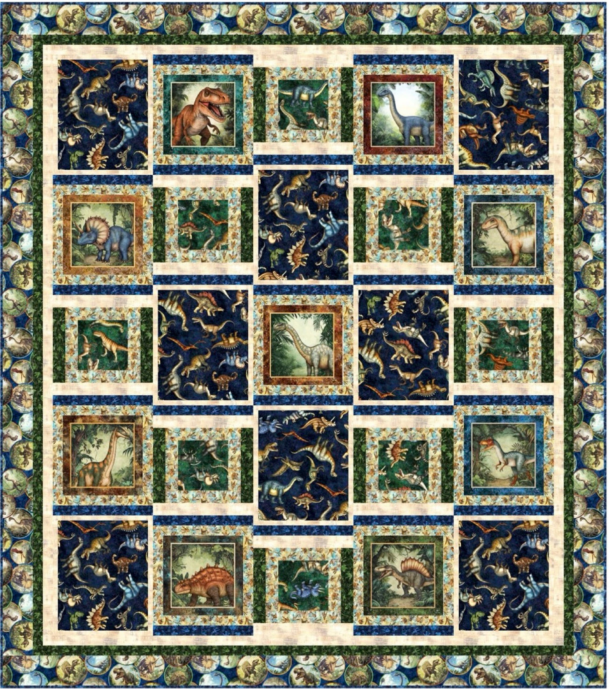 Dino Shuffle Downloadable Pattern by Pine Tree Country Quilts