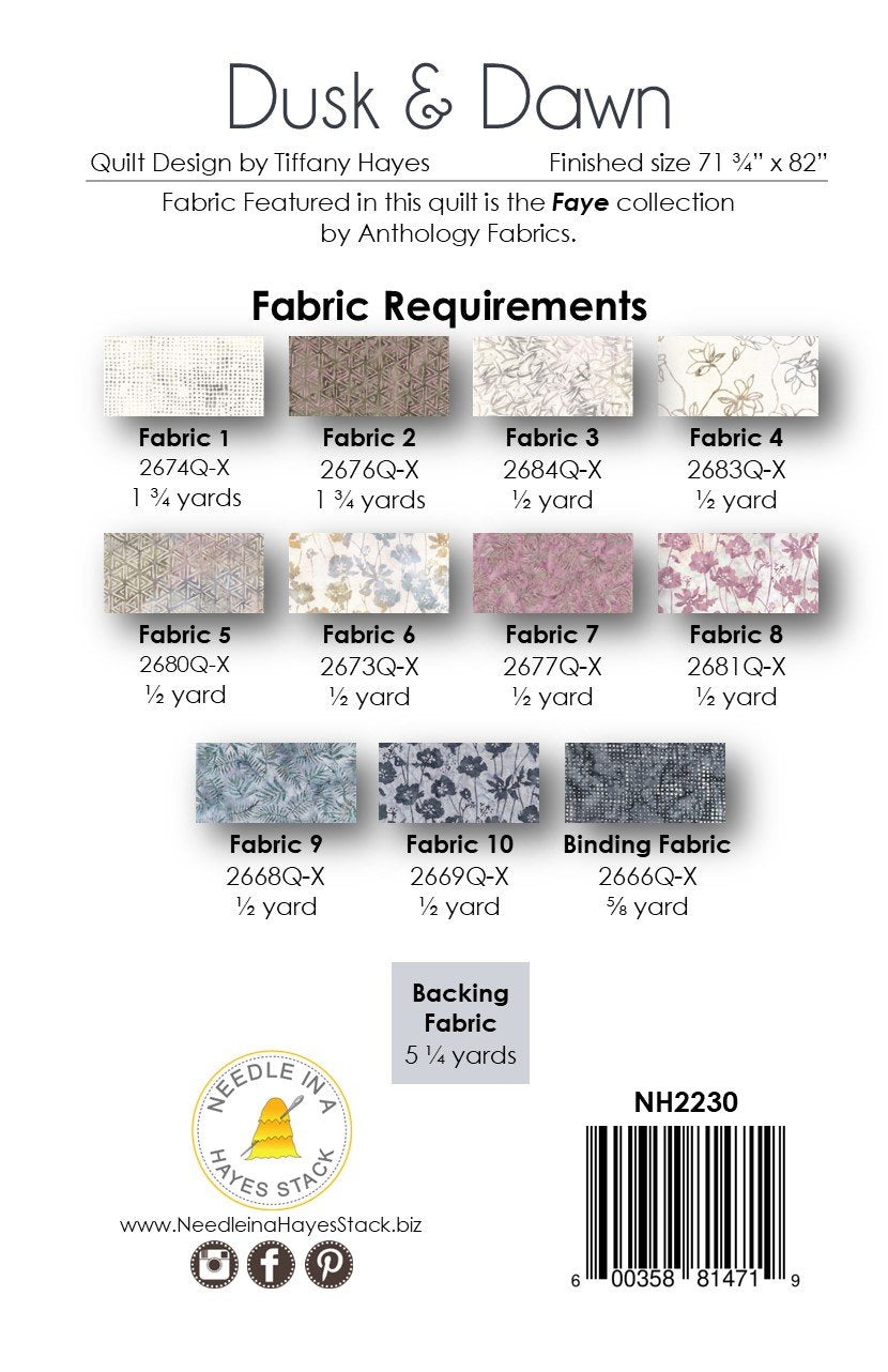 Back of the Dusk and Dawn Downloadable Pattern by Needle In A Hayes Stack