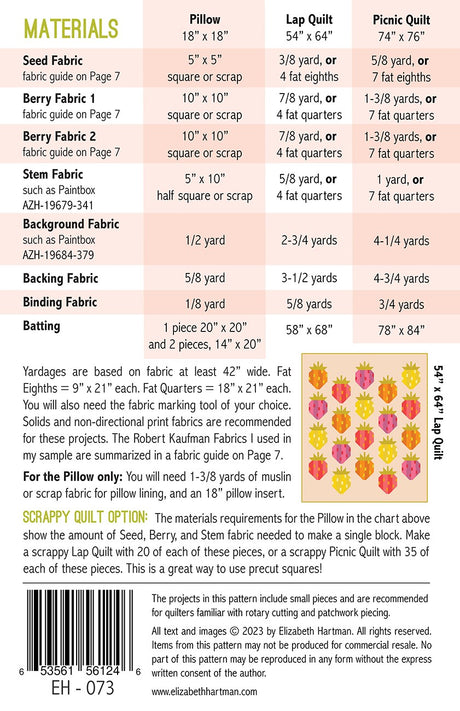 Back of the Berry Season Quilt Pattern by Elizabeth Hartman