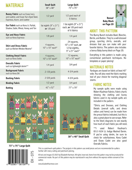 Back of the The Bunny Bunch Quilt Pattern by Elizabeth Hartman