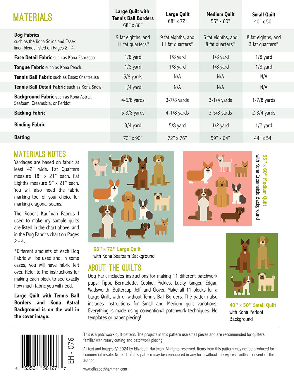 Back of the Dog Park Quilt Pattern by Elizabeth Hartman