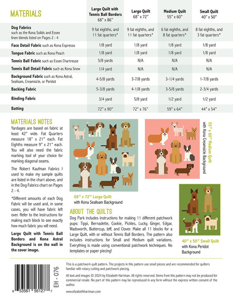 Back of the Dog Park Quilt Pattern by Elizabeth Hartman