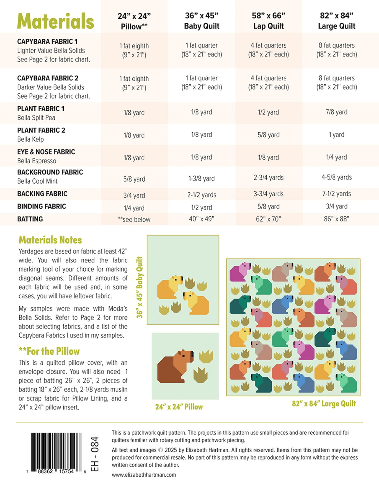 Back of the Capybara Club Quilt Pattern by Elizabeth Hartman