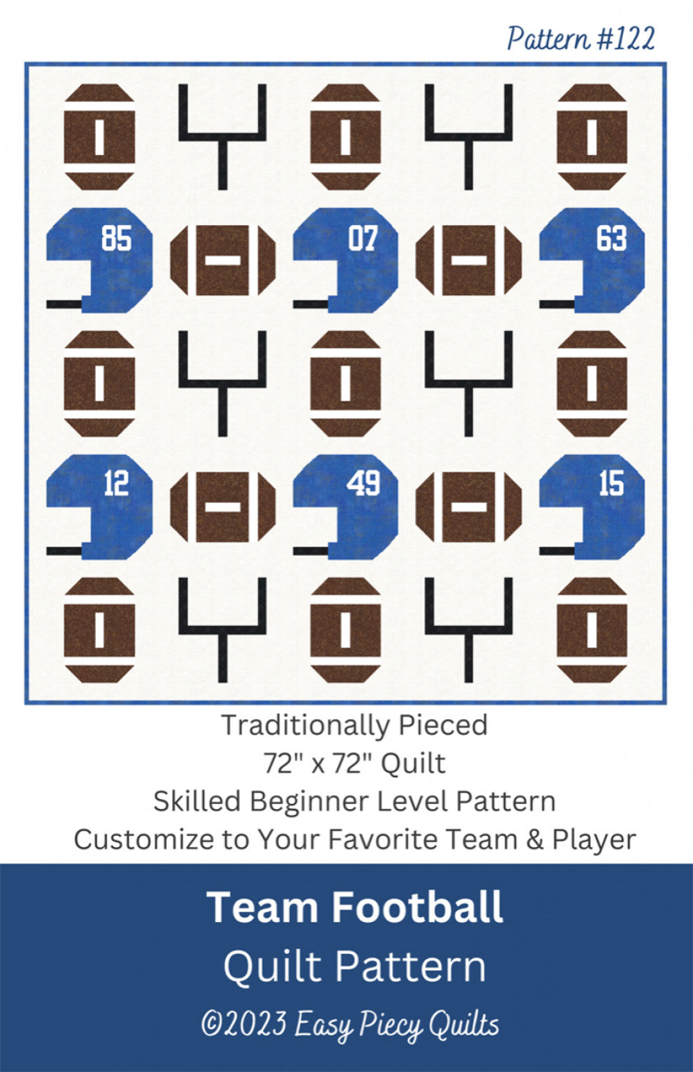 Team Football Quilt by Easy Piecy Quilts LLC