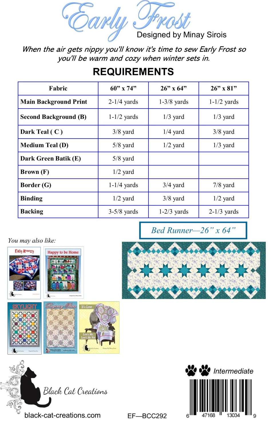 Back of the Early Frost Downloadable Pattern by Black Cat Creations
