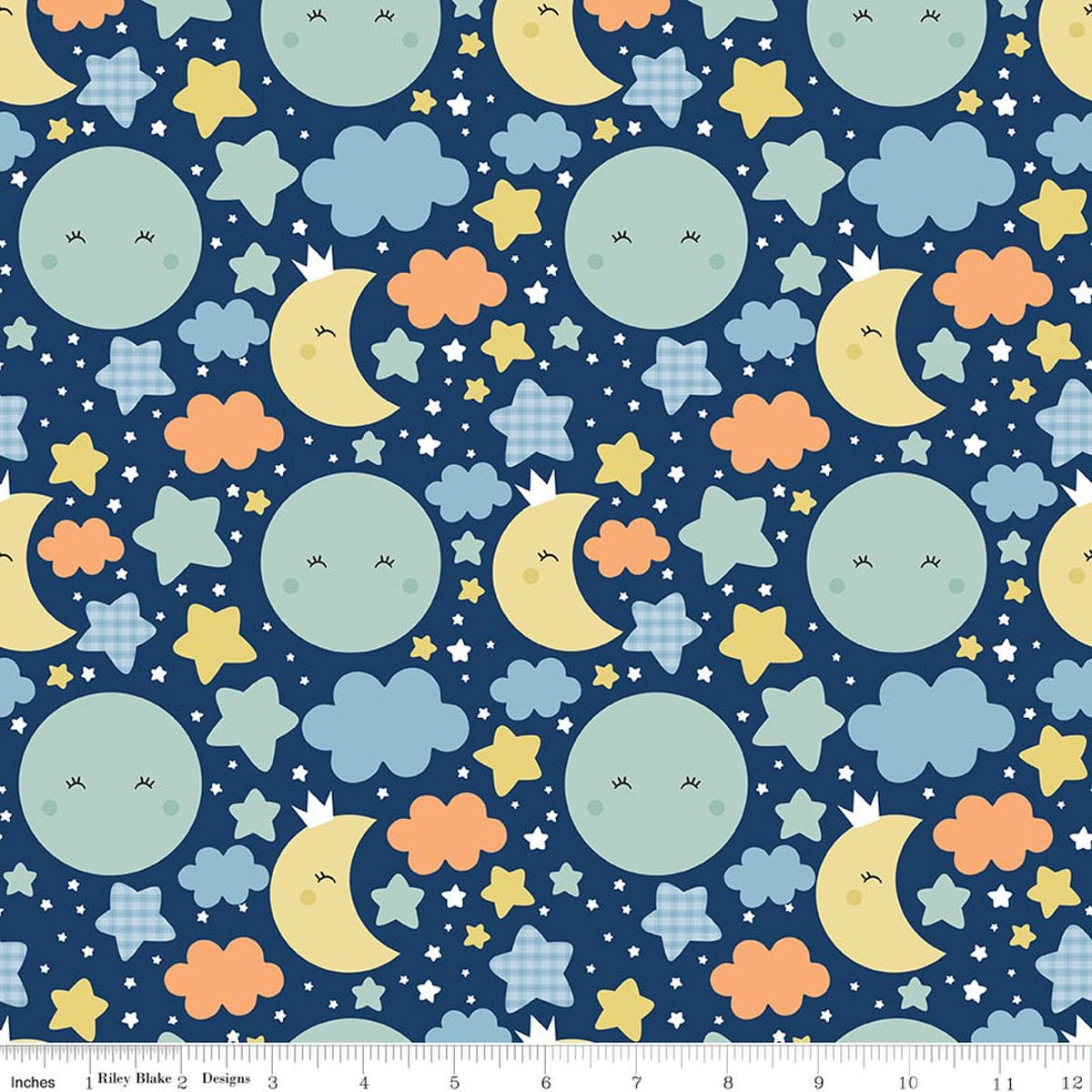 Love You to the Moon Nighttime Navy Quilt Fabric by Echo Park