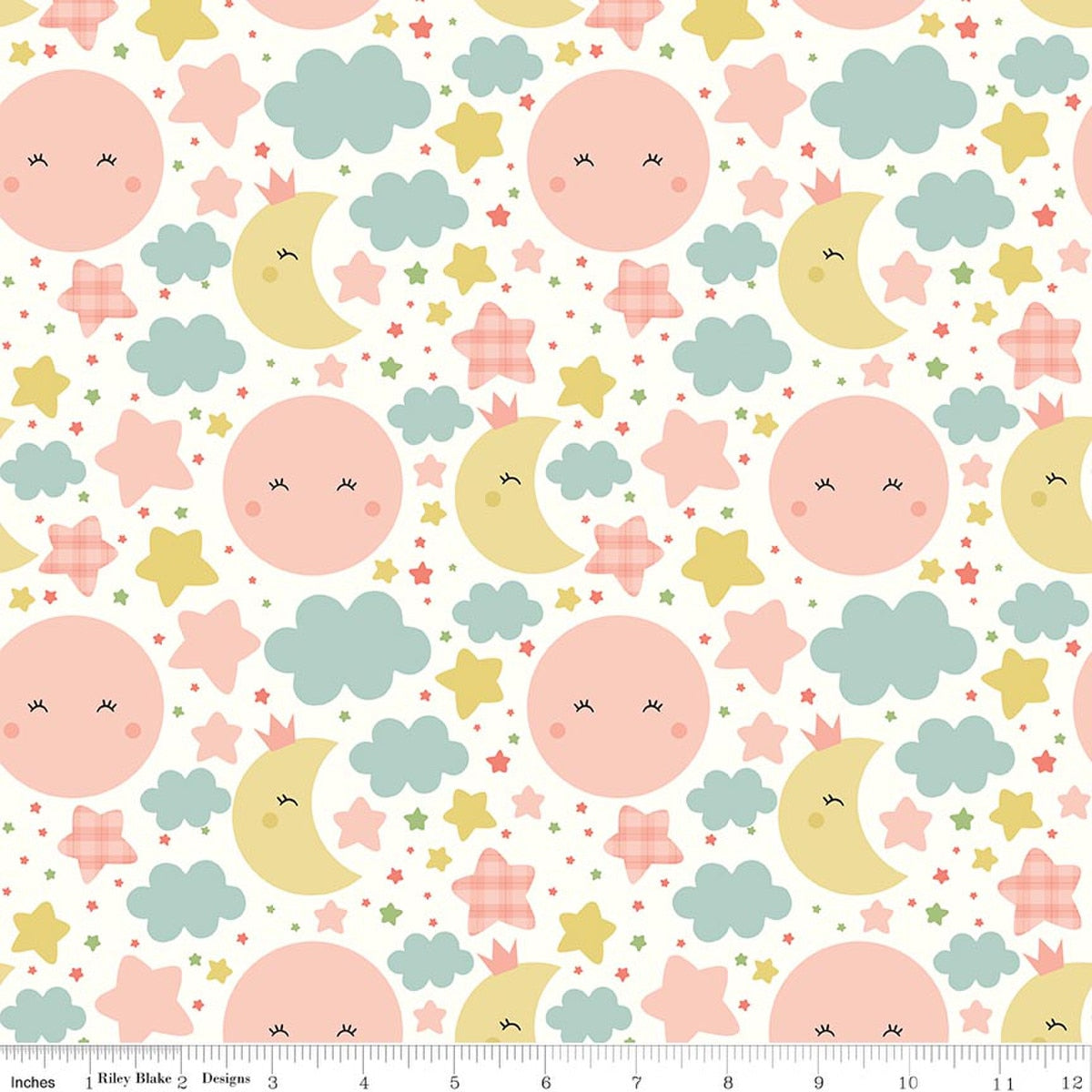 Love You to the Moon Nighttime White Quilt Fabric by Echo Park