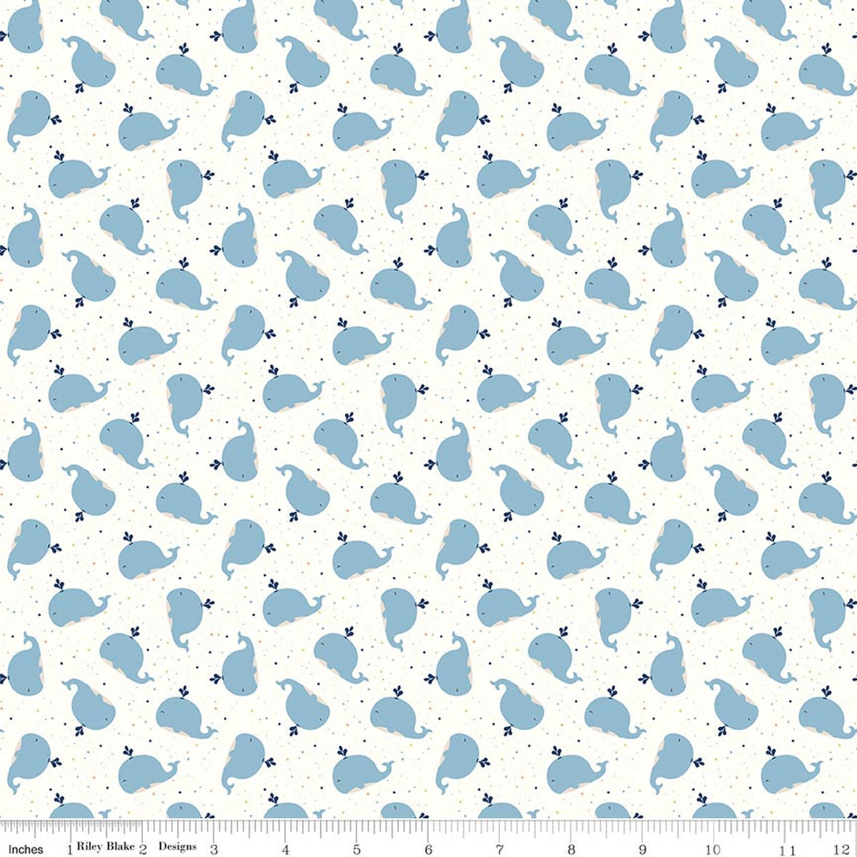 Love You to the Moon Whales White Quilt Fabric by Echo Park