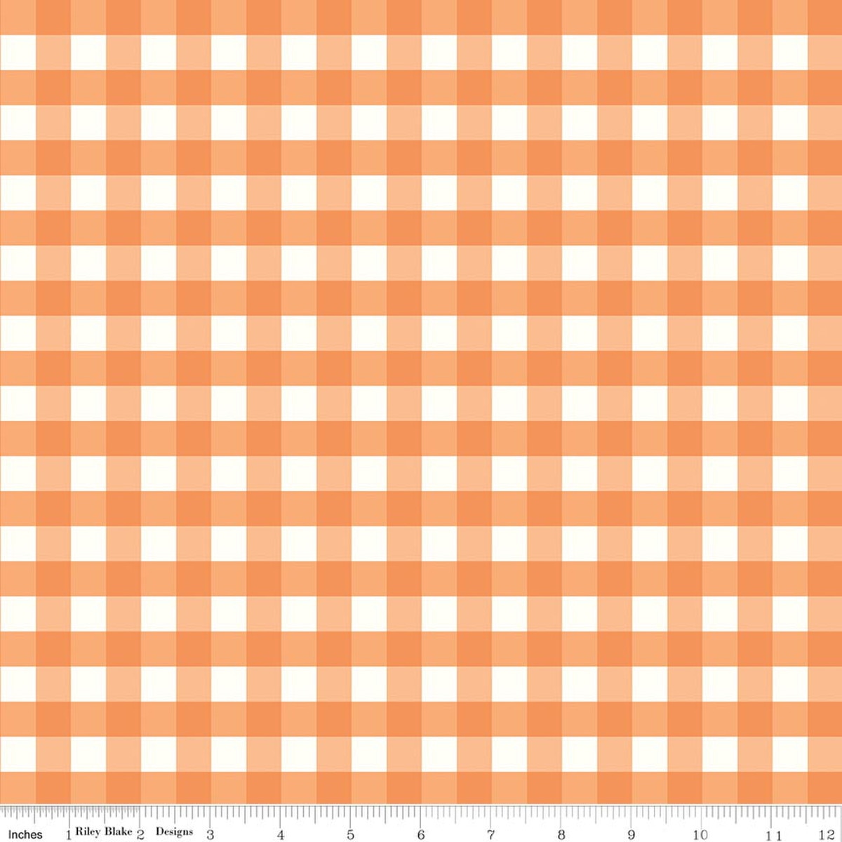 Love You to the Moon Gingham Orange Quilt Fabric by Echo Park