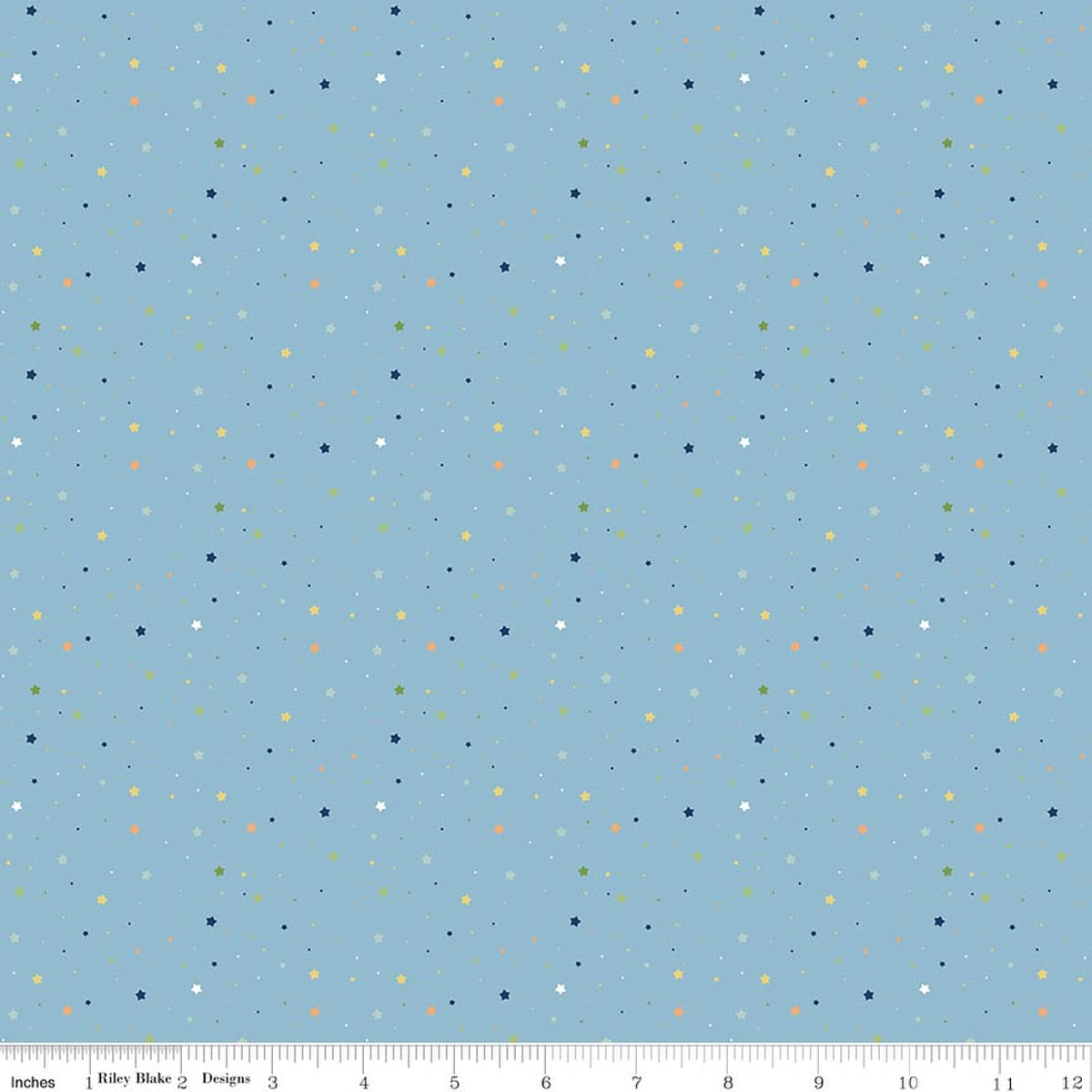 Love You to the Moon Stars Blue Quilt Fabric by Echo Park