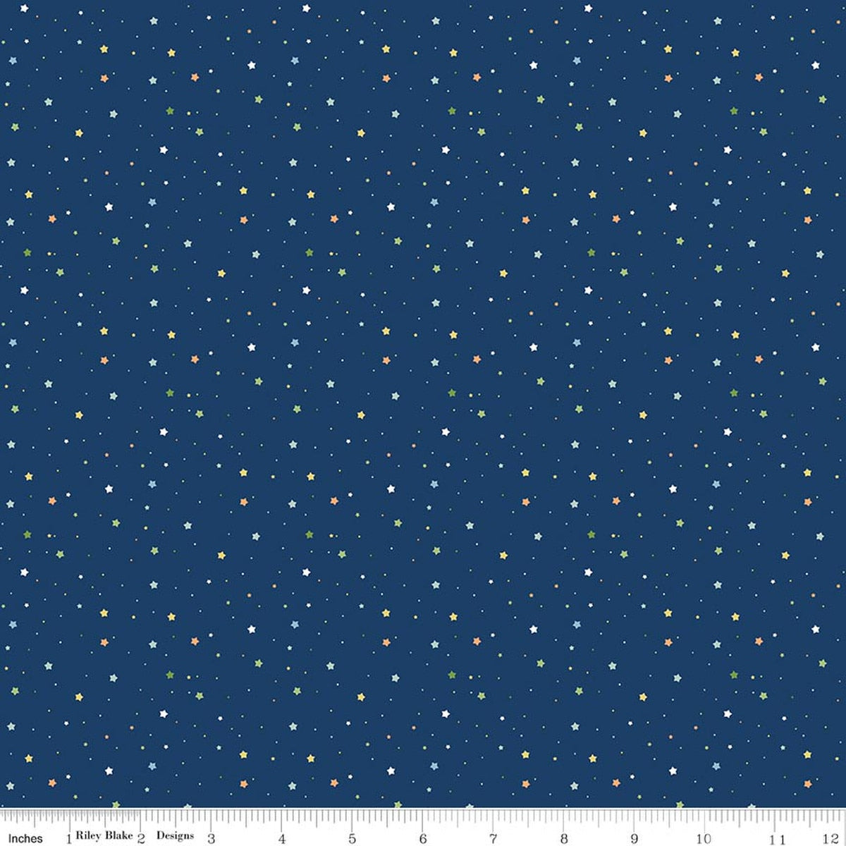 Love You to the Moon Stars Navy Quilt Fabric by Echo Park