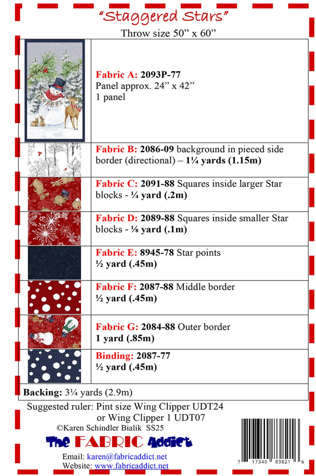 Back of the Staggered Stars Quilt Pattern by Fabric Addict