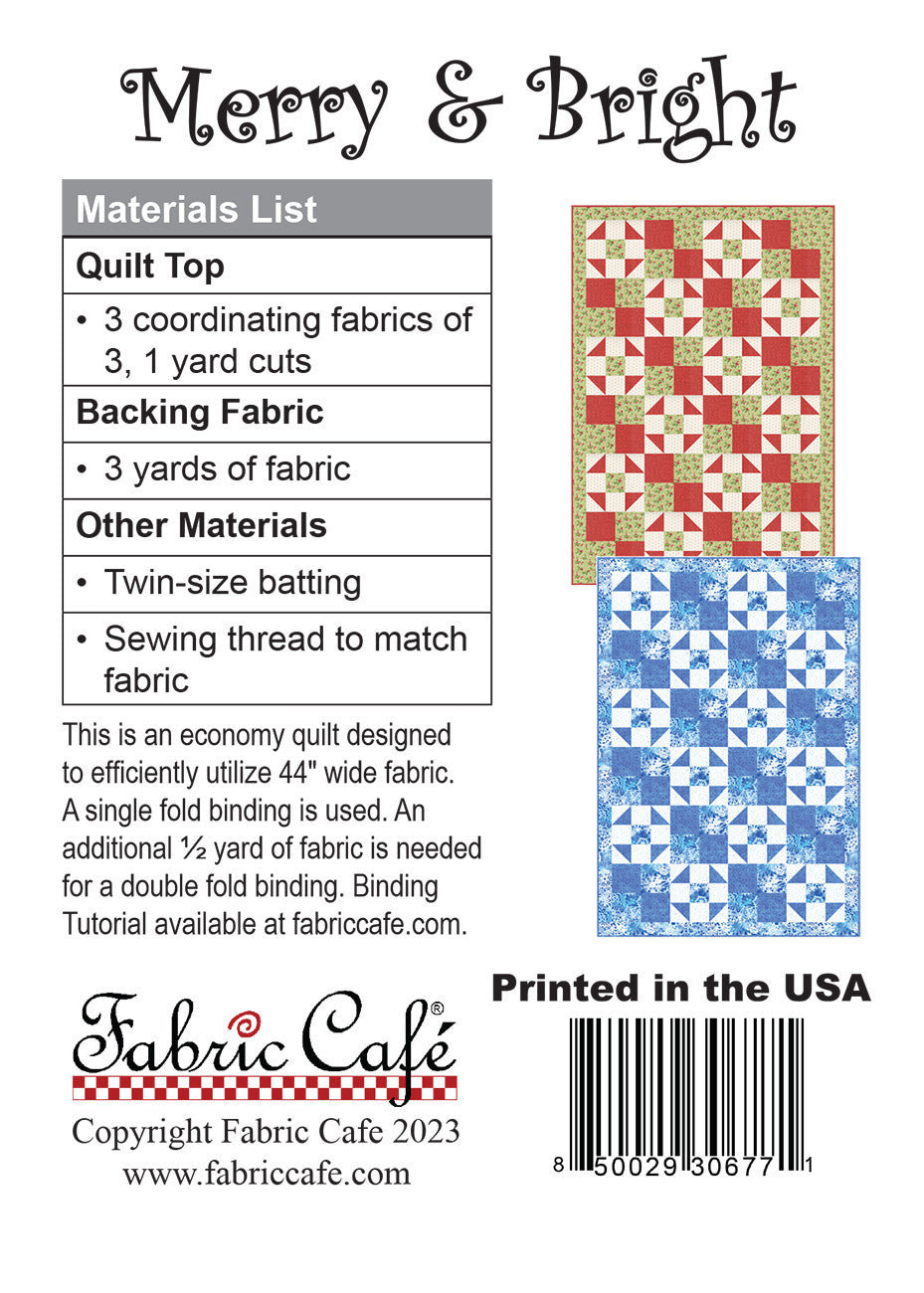 Back of the Merry & Bright Quilt Pattern by Fabric Cafe