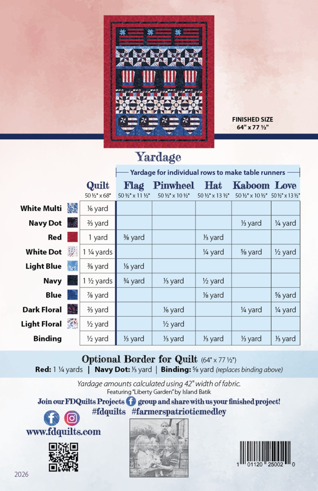 Back of the Farmer's Patriotic Medley Quilt Pattern by Farmer's Daughters