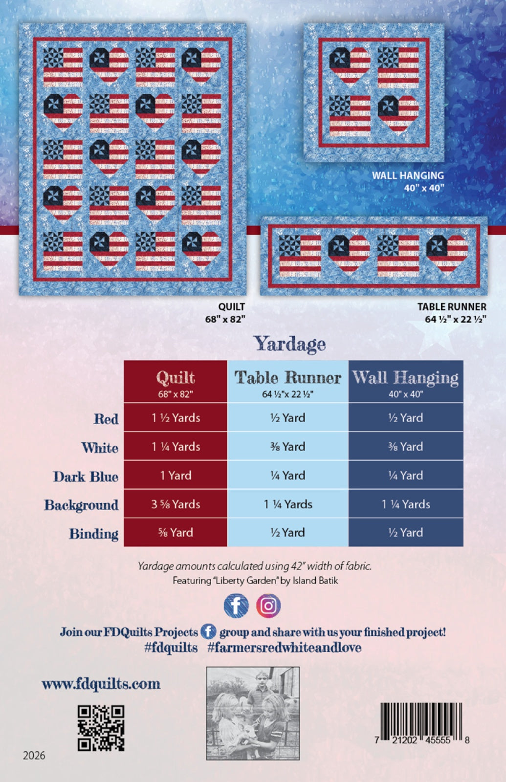 Back of the Farmer's Red, White & Love Quilt Pattern by Farmer's Daughters