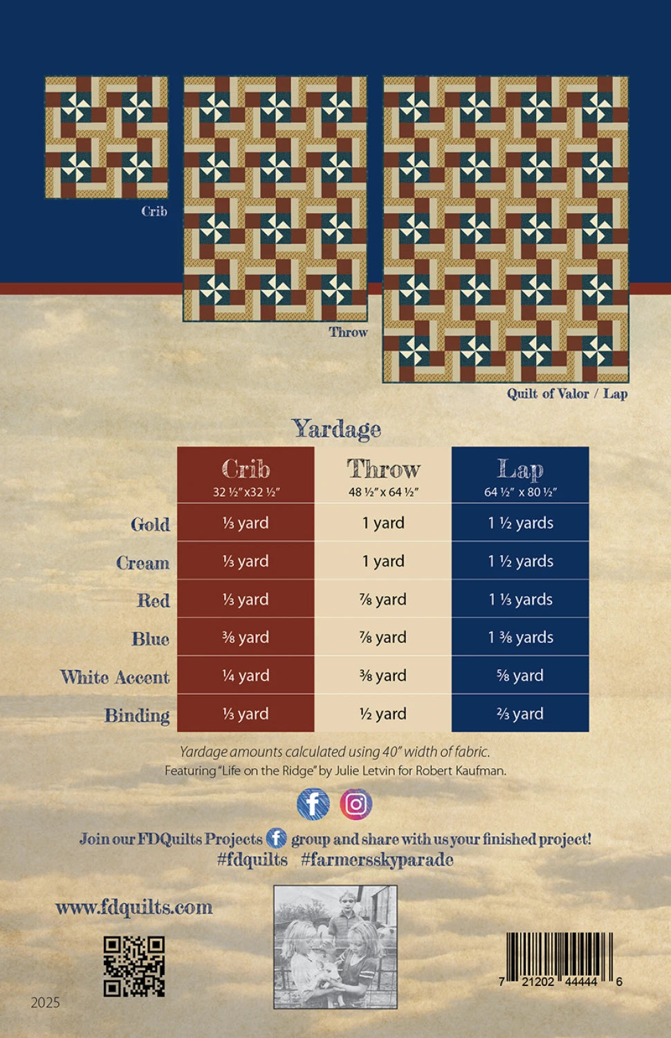 Back of the Farmer's Sky Parade Quilt Pattern by Farmer's Daughters