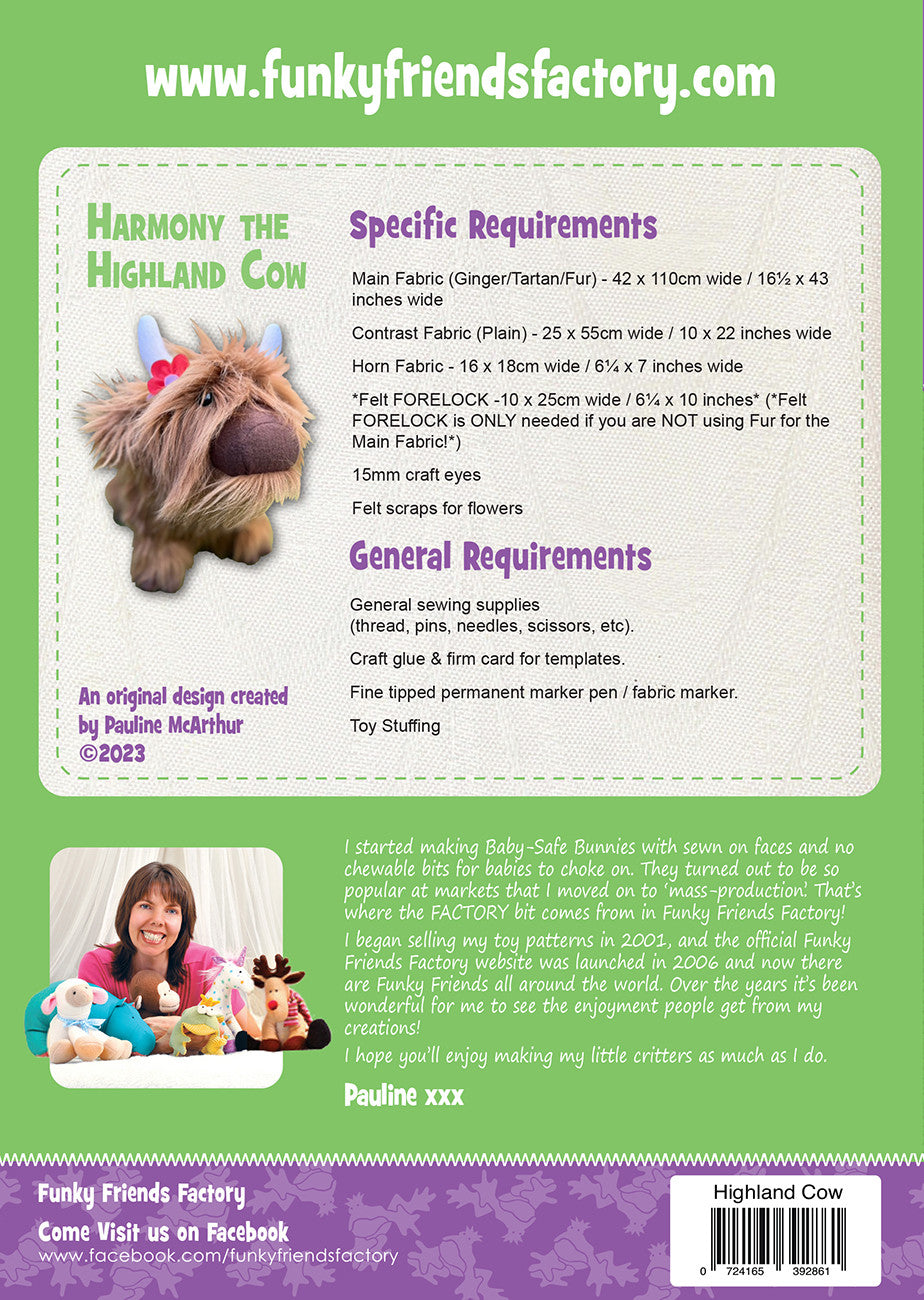 Back of the Harmony The Highland Cow Pattern by Funky Friends Factory