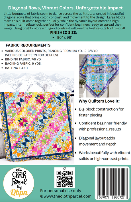 Back of the Flower Flock Quilt Downloadable Pattern by Cloth Parcel