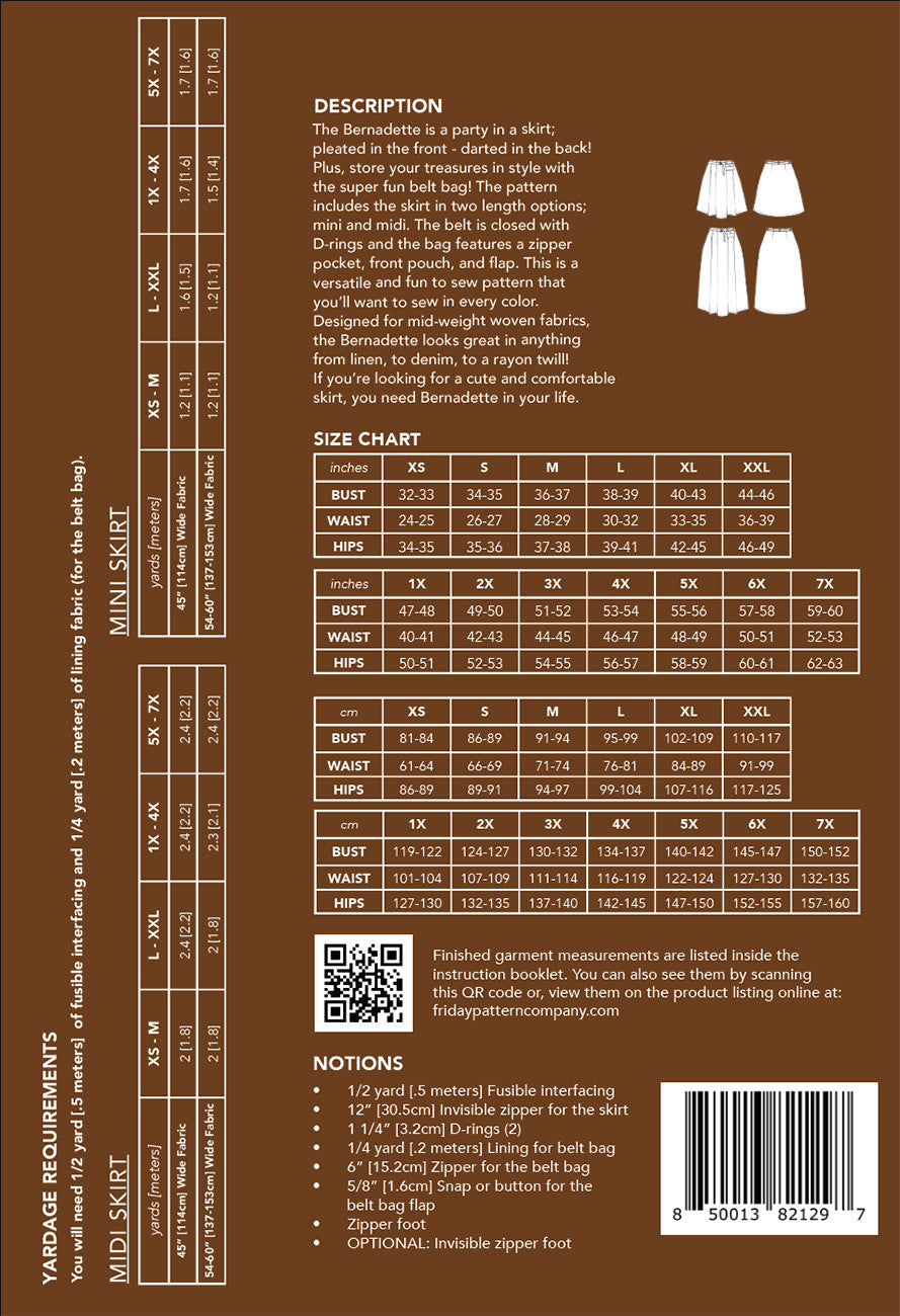 Back of the Bernadette Skirt Pattern by Friday Pattern Company