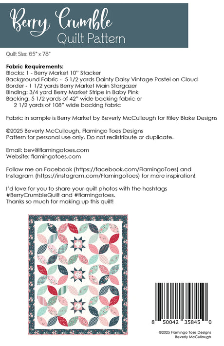 Back of the Berry Crumble Quilt Pattern by Flamingo Toes
