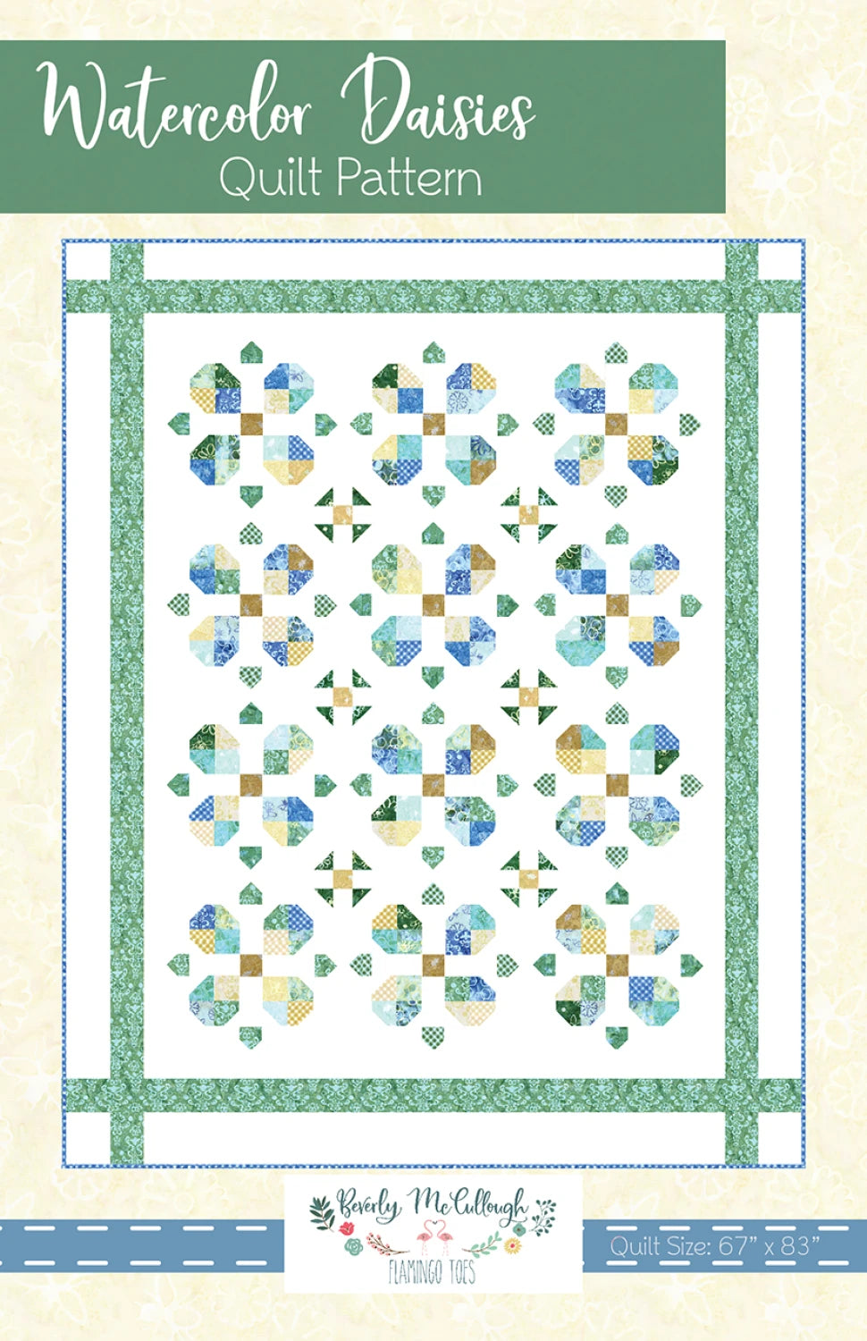 Watercolor Daisies Quilt Pattern by Flamingo Toes