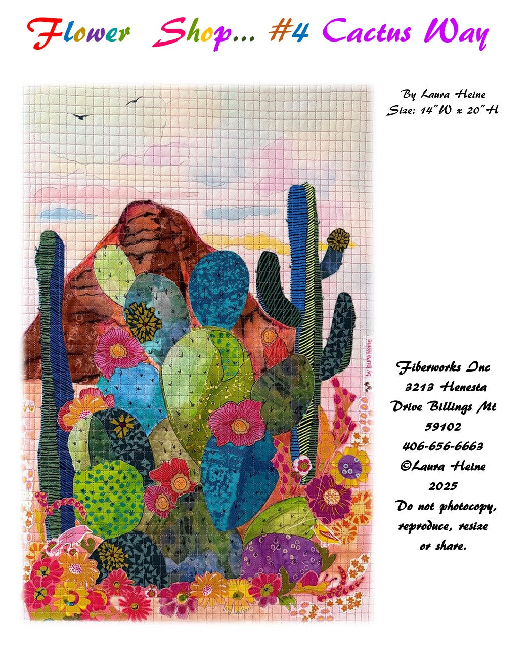 Flower Shop #4 Cactus Way Collage Pattern by Fiberworks Inc