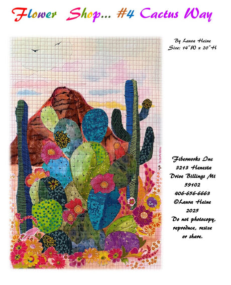 Flower Shop #4 Cactus Way Collage Pattern by Fiberworks Inc