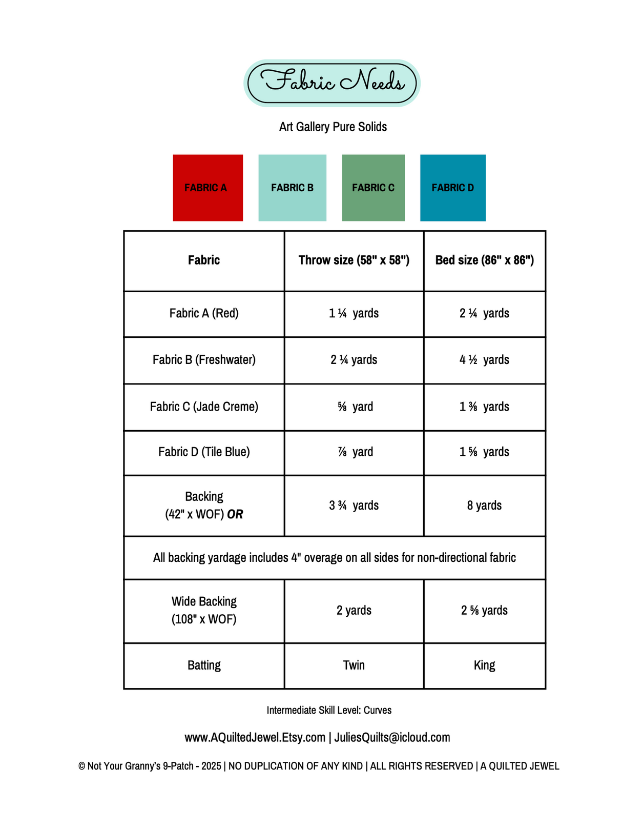 Back of the Not Your Granny’s 9-patch Downloadable Pattern by A Quilted Jewel
