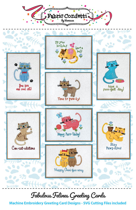 Fabulous Felines Greeting Cards Downloadable Pattern by Fabric Confetti
