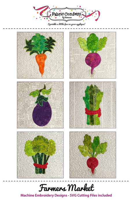 Farmers Market Table Runner for Machine Embroidery by Fabric Confetti