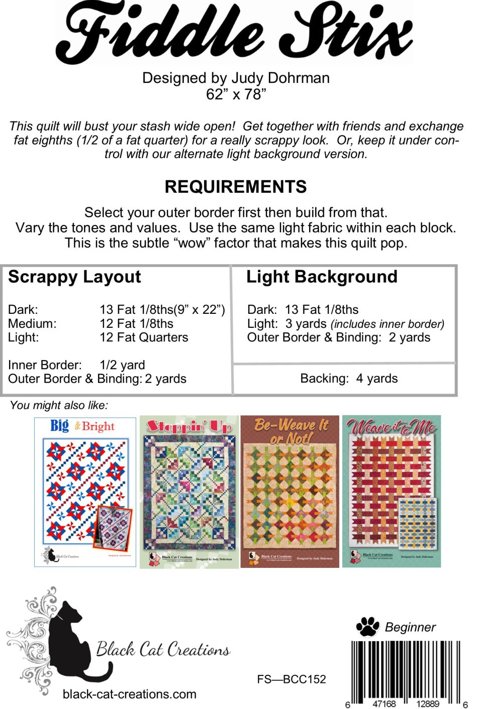 Back of the Fiddle Stix Downloadable Pattern by Black Cat Creations