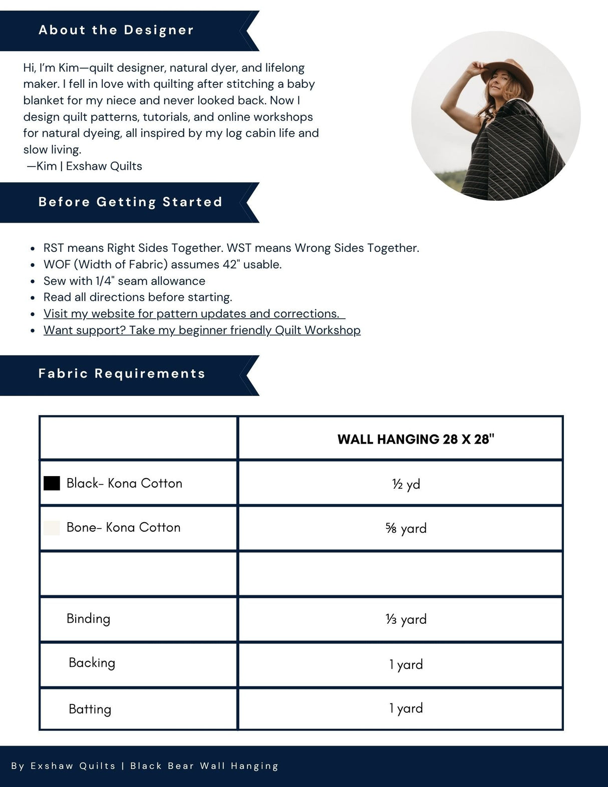 Back of the Black Bear Downloadable Pattern by Exshaw Quilts