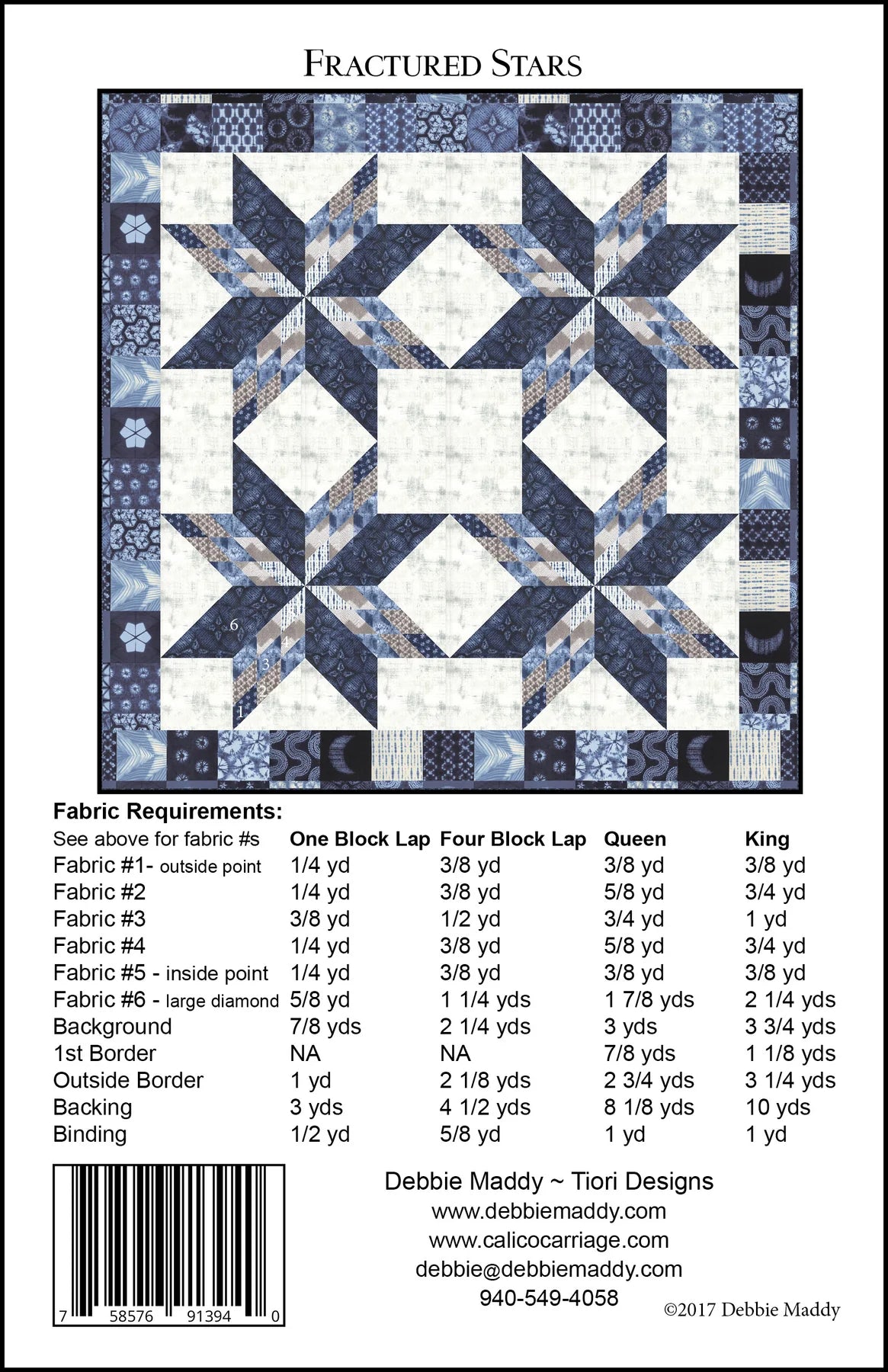 Back of the Fractured Star Quilt Pattern by Calico Carriage