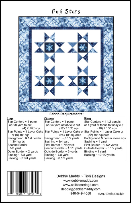 Back of the Fuji Stars Quilt Pattern by Calico Carriage