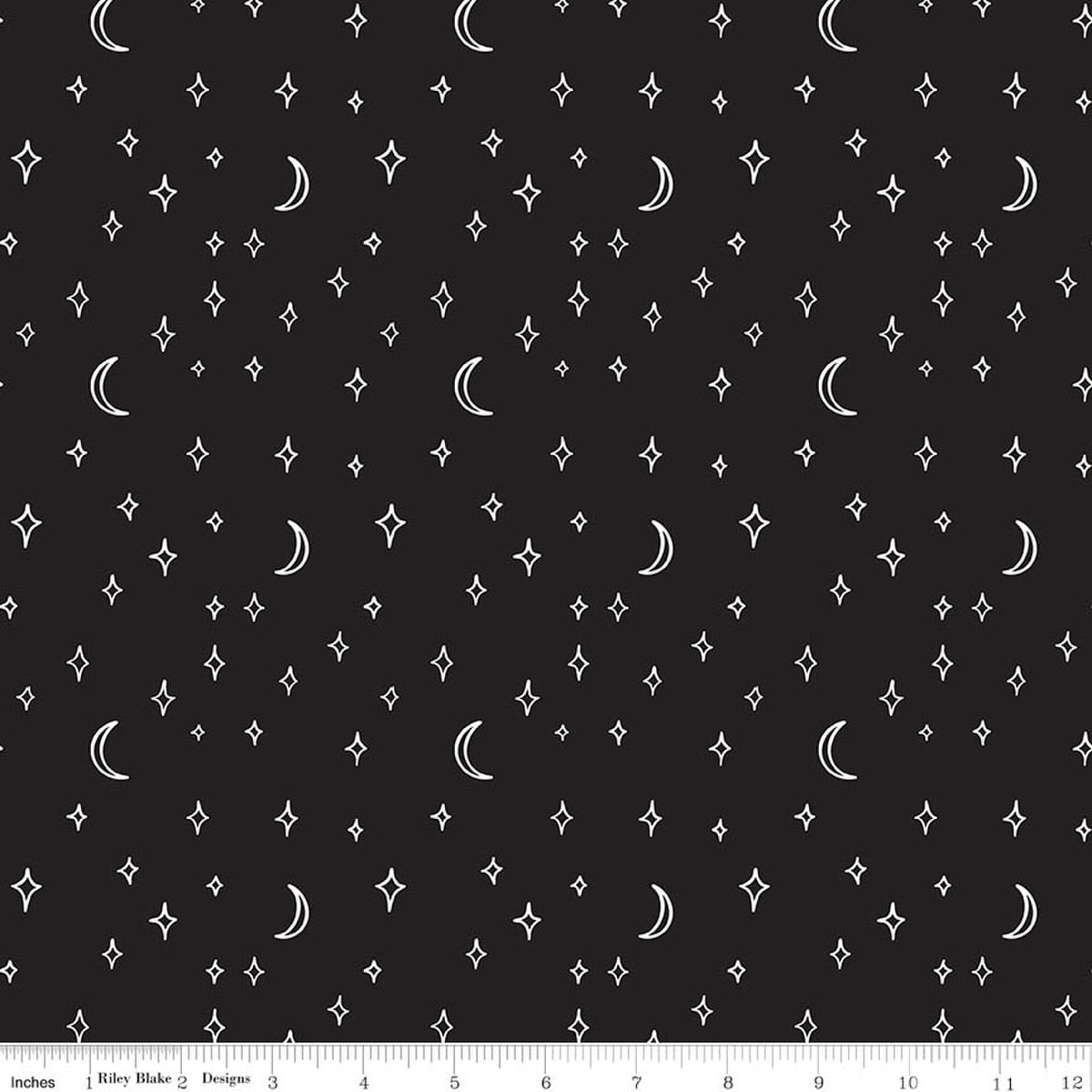 Vintage Boo Stars and Moons Black Glow in the Dark Quilt Fabric by Vintage Boo — My Minds Eye