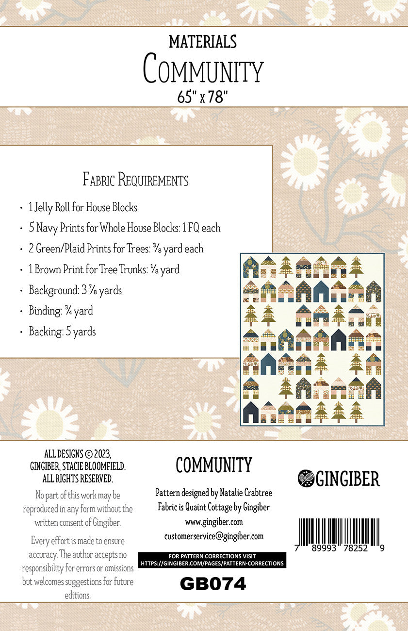 Back of the Community Quilt Pattern by Gingiber