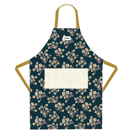 Golden Blue Floral Apron by Gingiber