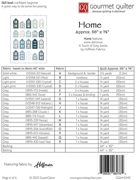 Back of the Home Quilt Pattern by Gourmet Quilter