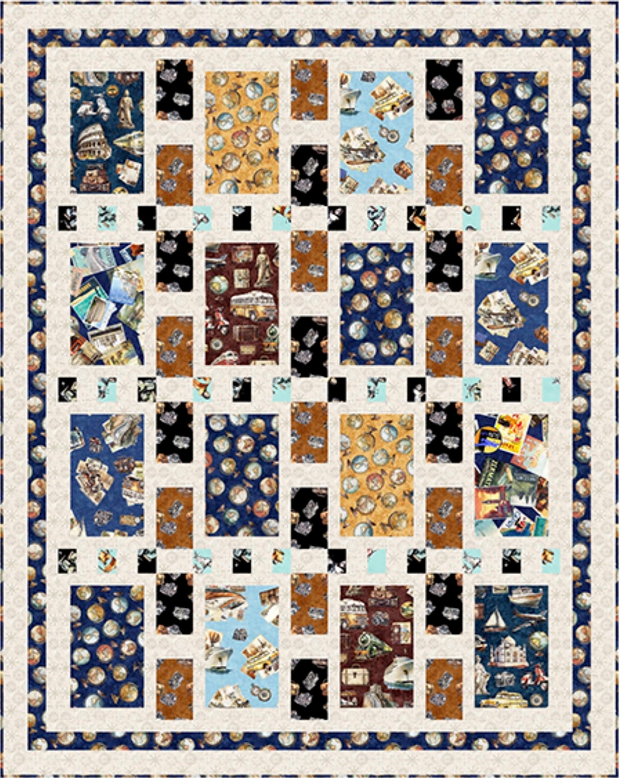 Globetrotter Quarters Downloadable Pattern by Pine Tree Country Quilts