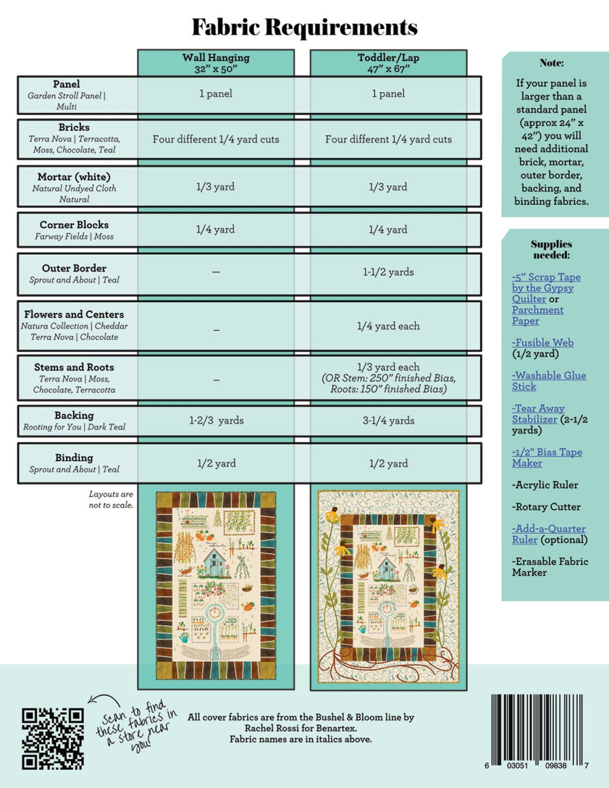 Back of the Mortar & Moss Quilt Pattern by Rachel Rossi Design