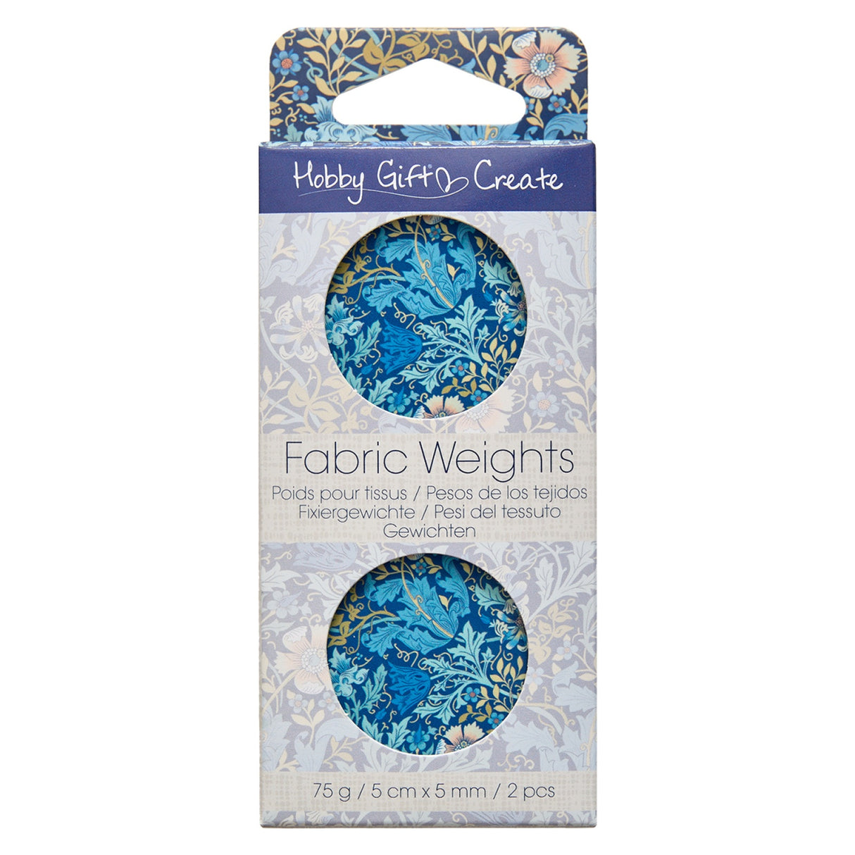 Back of the Iron Fabric Weights Blue Floral 2ct by Hobby Gift USA