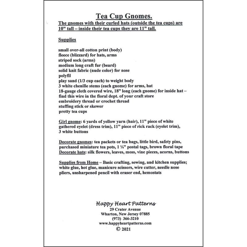 Back of the Teacup Gnomes Quilt Pattern by Happy Heart Patterns