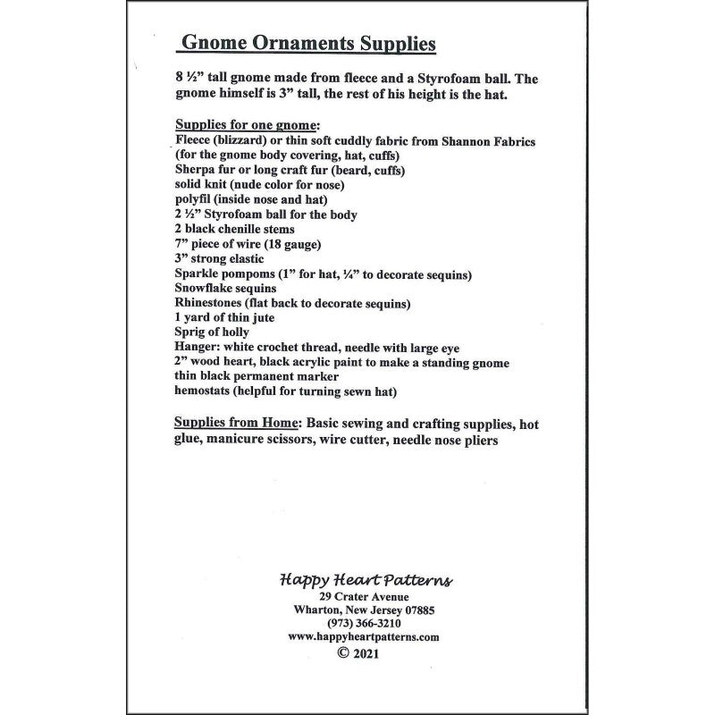 Back of the Hanging Gnome Ornament Pattern by Happy Heart Patterns