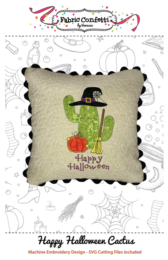 Happy Halloween Cactus Pillow Pattern by Fabric Confetti