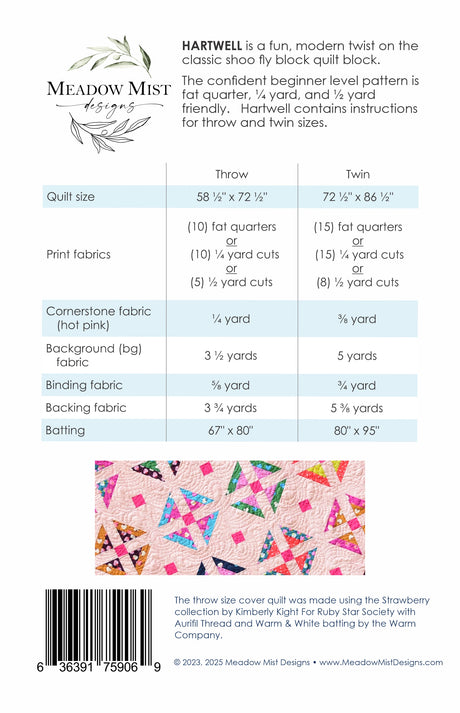 Back of the Hartwell Downloadable Pattern by Meadow Mist Designs