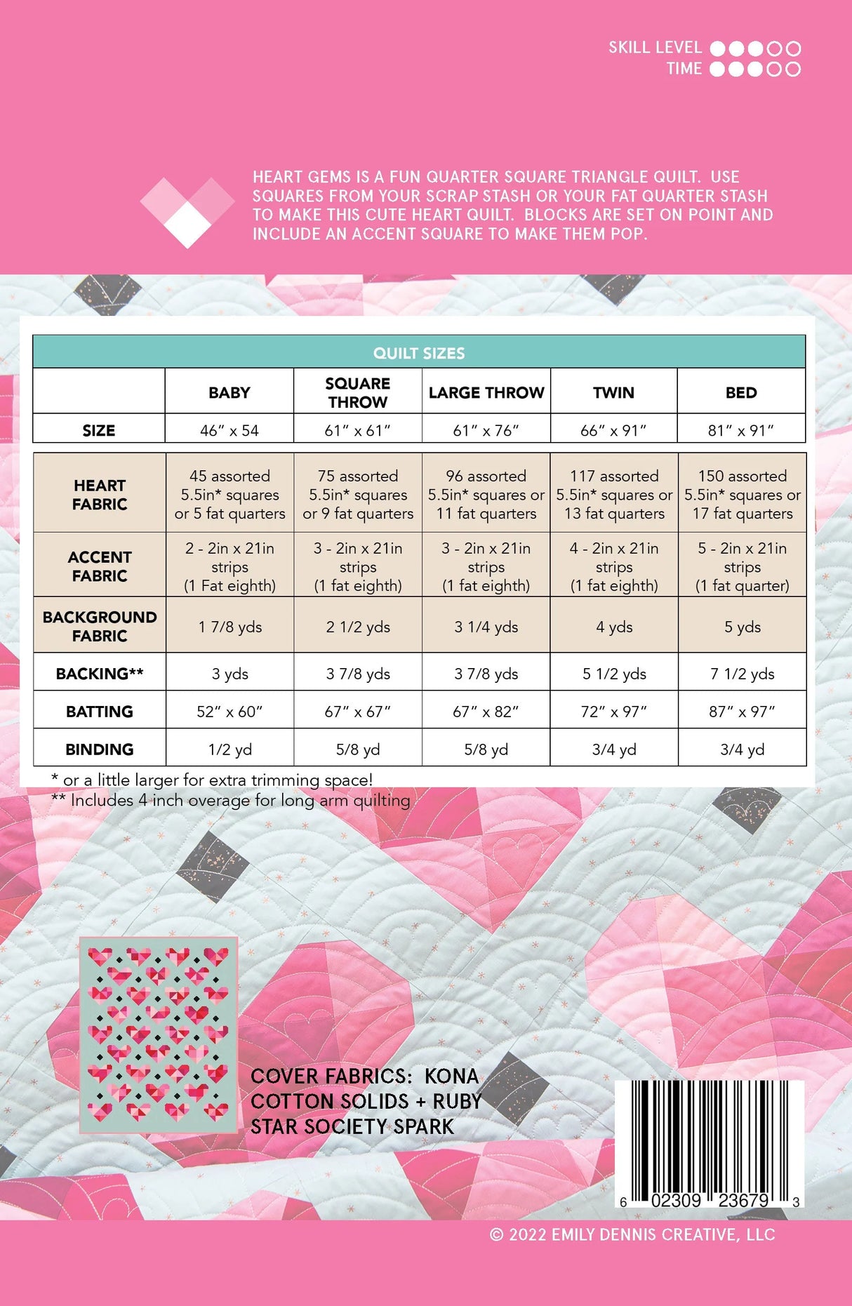 Back of the Heart Gems Quilt Pattern by Quilty Love