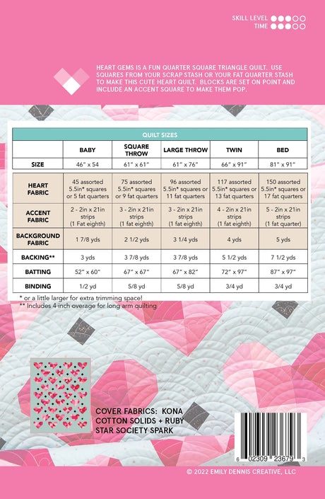 Back of the Heart Gems Quilt Pattern by Quilty Love