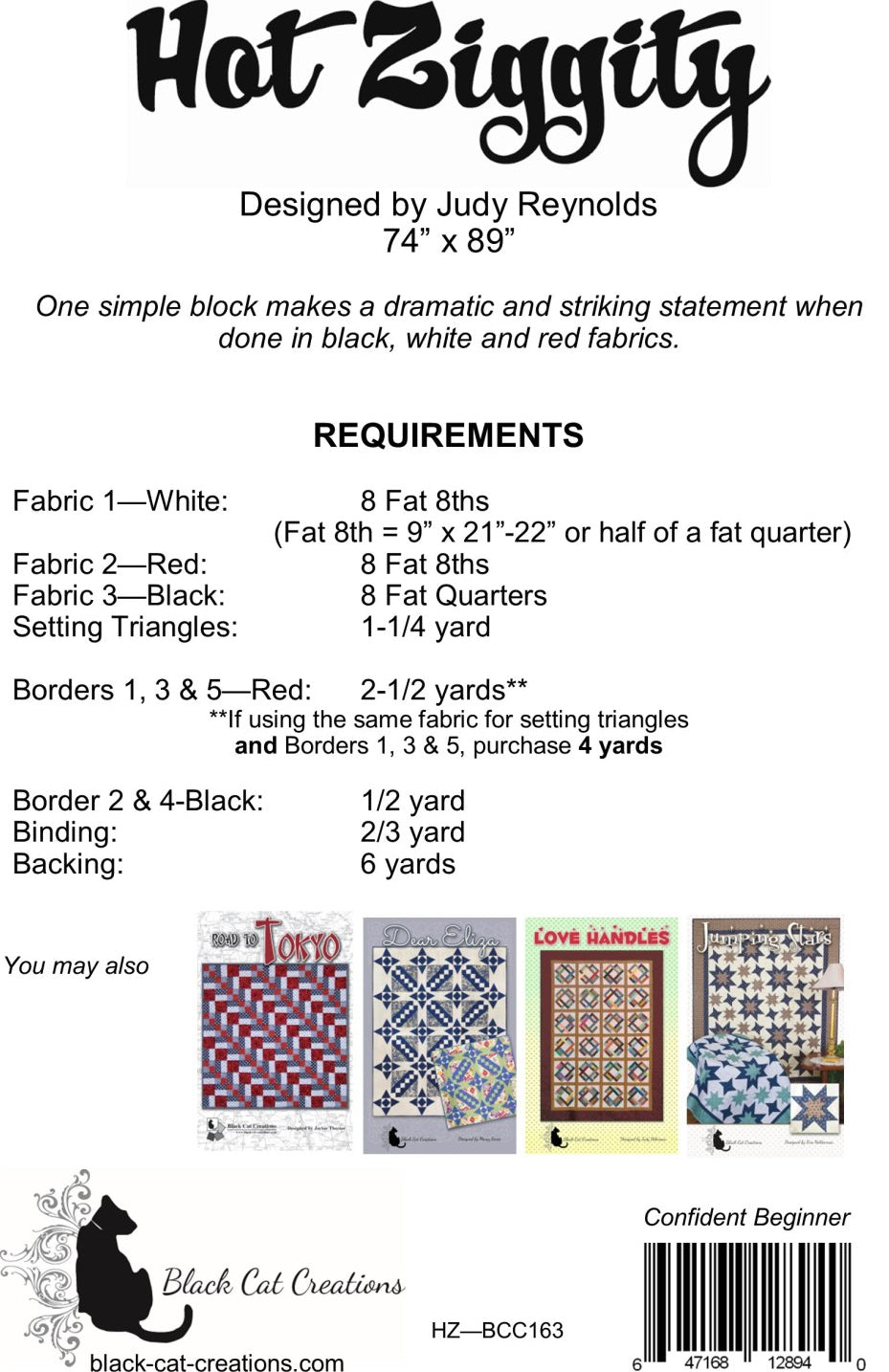 Back of the Hot Ziggity Downloadable Pattern by Black Cat Creations